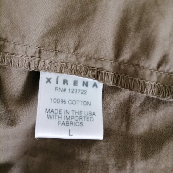 Xirena Womens Moss Green Balloon Sleeve Ruffle Gathere Poplin Blouse Size L - Picture 7 of 8